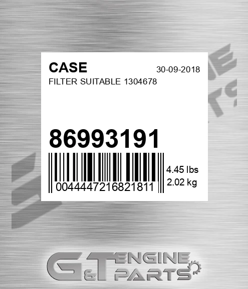 86993191 Filter Suitable 1304678