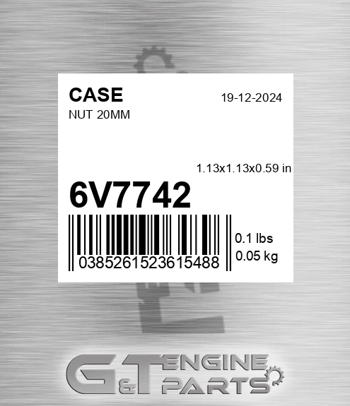 6V7742 CASE Nut 20mm