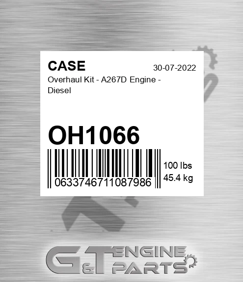OH1066 CASE Overhaul Kit - A267d Engine - Diesel