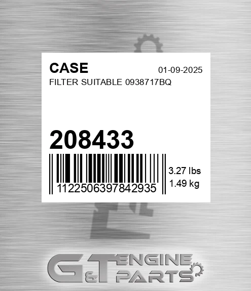 208433 CASE Filter Suitable 0938717bq
