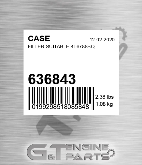 636843 Filter Suitable 4t6788bq