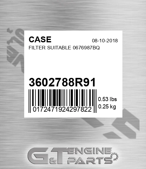 3602788R91 CASE Filter Suitable 0676987bq