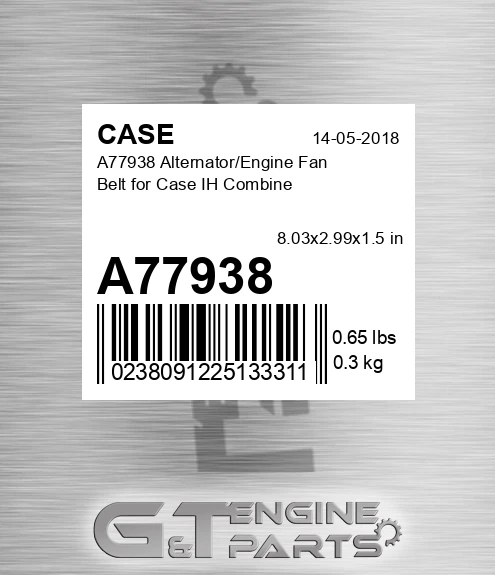 A77938 CASE Alternator/engine Fan Belt For Case Ih Combine
