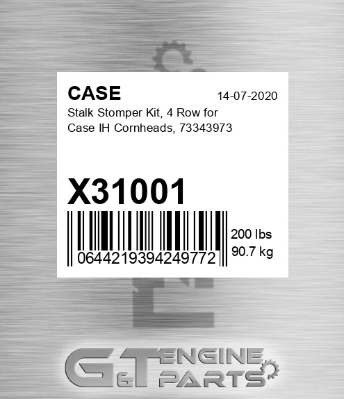 X31001 CASE Stalk Stomper Kit, 4 Row For Case Ih Cornheads, 73343973