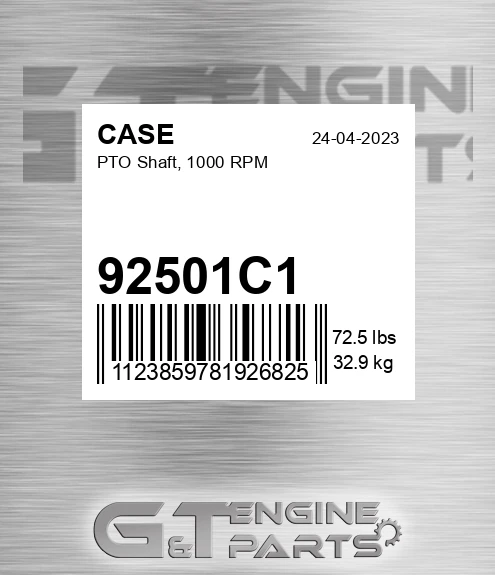 92501C1 Pto Shaft, 1000 Rpm