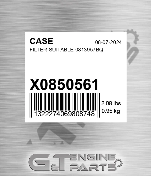 X0850561 Filter Suitable 0813957bq