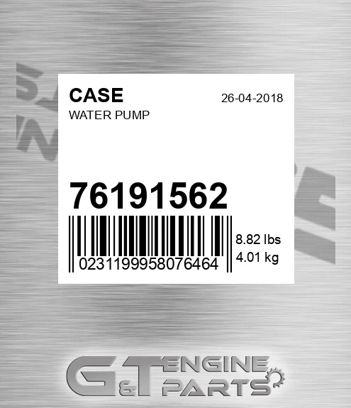 76191562 CASE Water Pump
