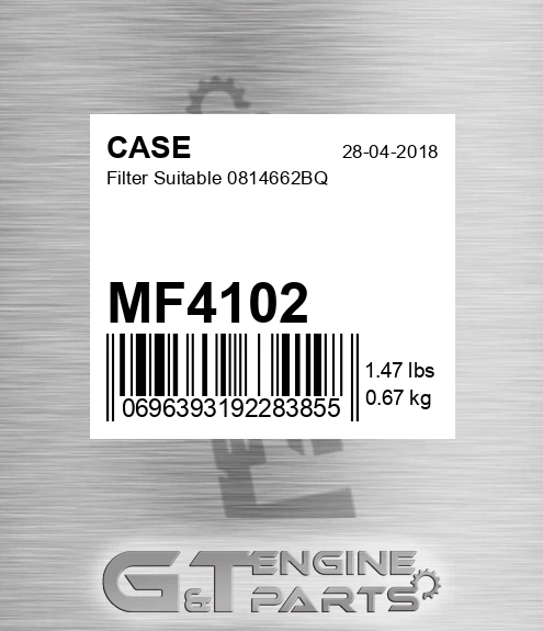 MF4102 CASE Filter Suitable 0814662bq