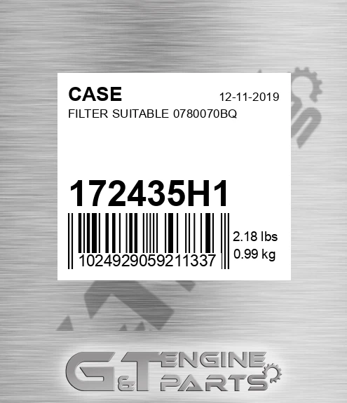 172435H1 Filter Suitable 0780070bq for CASE