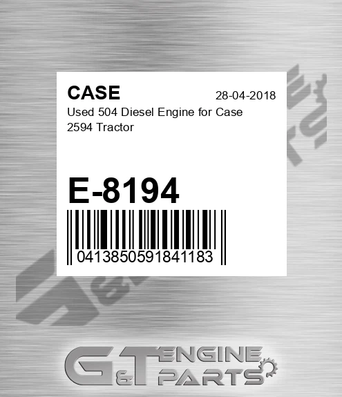 E-8194 Used 504 Diesel Engine For 2594 Tractor