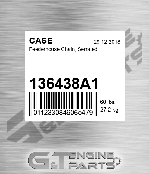 136438A1 Feederhouse Chain, Serrated