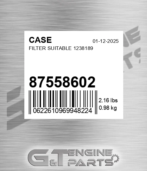 87558602 Filter Suitable 1238189