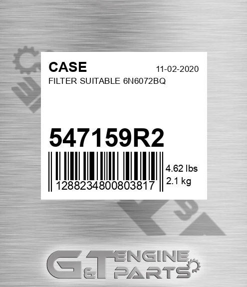 547159R2 CASE Filter Suitable 6n6072bq