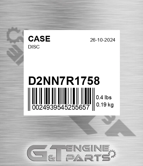 D2NN7R1758 Disc for CASE