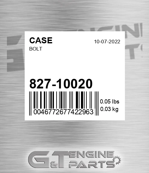 827-10020 Bolt