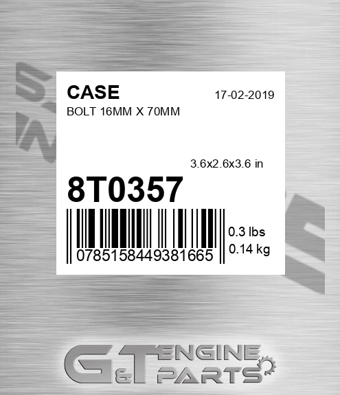 8T0357 Bolt 16mm X 70mm