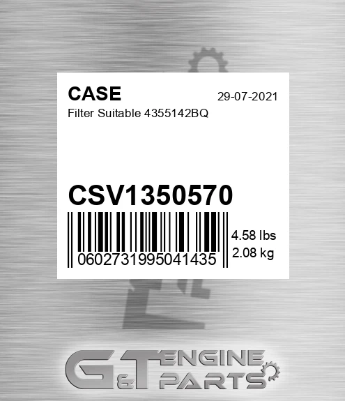 CSV1350570 CASE Filter Suitable 4355142bq
