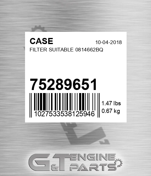 75289651 Filter Suitable 0814662bq