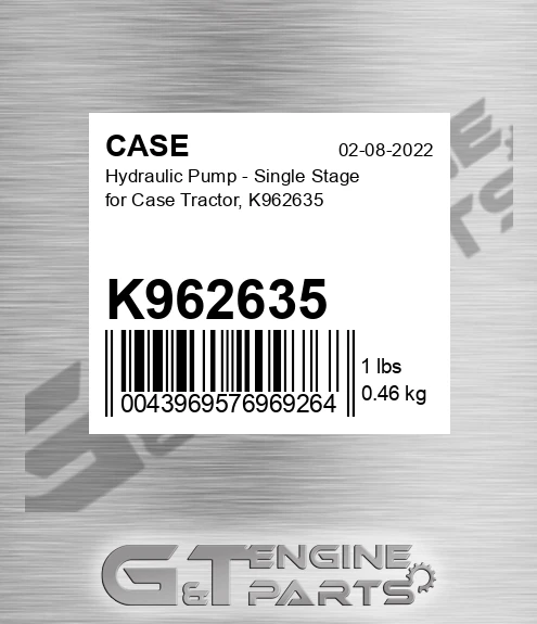 K962635 Hydraulic Pump - Single Stage For Tractor,
