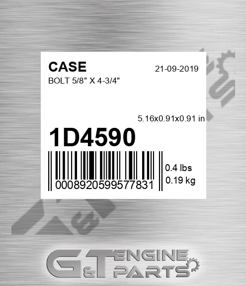 1D4590 Bolt 5/8" X 4-3/4"