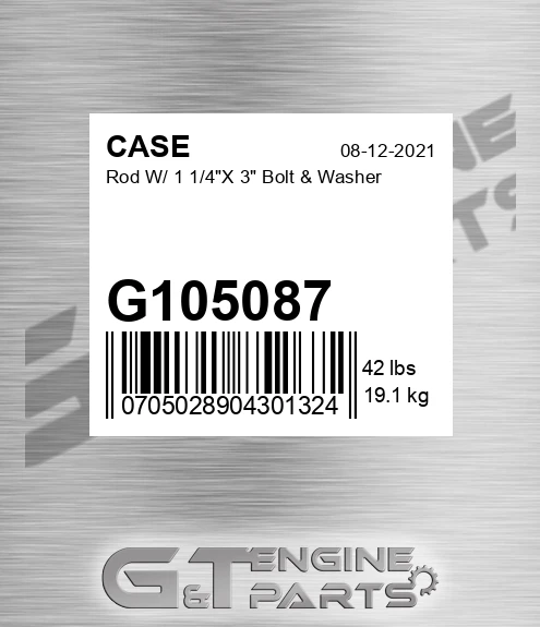 G105087 Rod W/ 1 1/4"x 3" Bolt & Washer