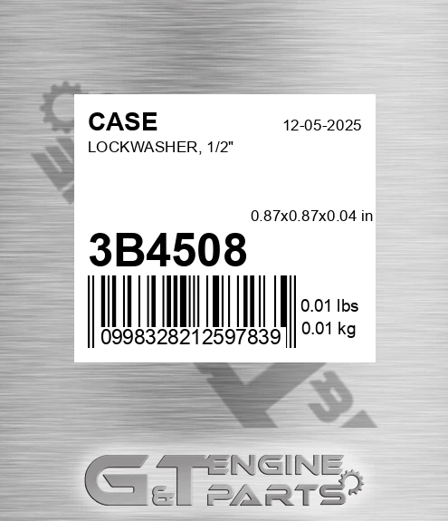 3B4508 CASE Lockwasher, 1/2"
