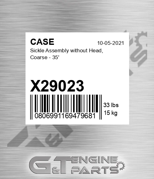 X29023 CASE Sickle Assembly Without Head, Coarse - 35'