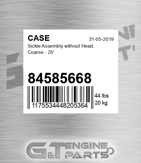 84585668 CASE Sickle Assembly Without Head, Coarse - 25'