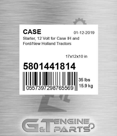 5801441814 CASE Starter, 12 Volt For Case Ih And Ford/new Holland Tractors