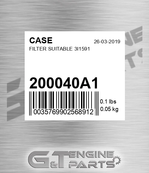 200040A1 Filter Suitable 3i1591 for CASE