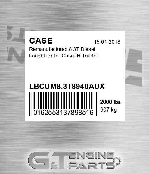 LBCUM8.3T8940AUX Remanufactured 8.3t Diesel Longblock For Ih Tractor for CASE