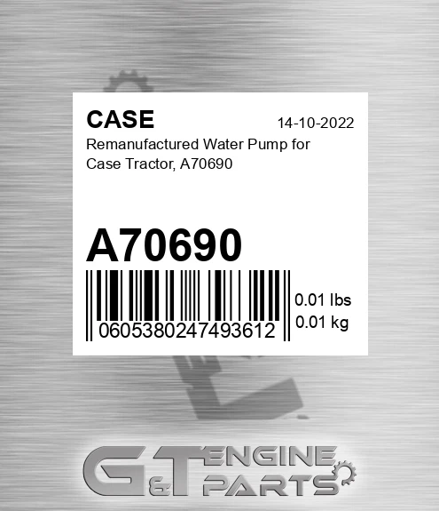 A70690 Remanufactured Water Pump For Tractor,