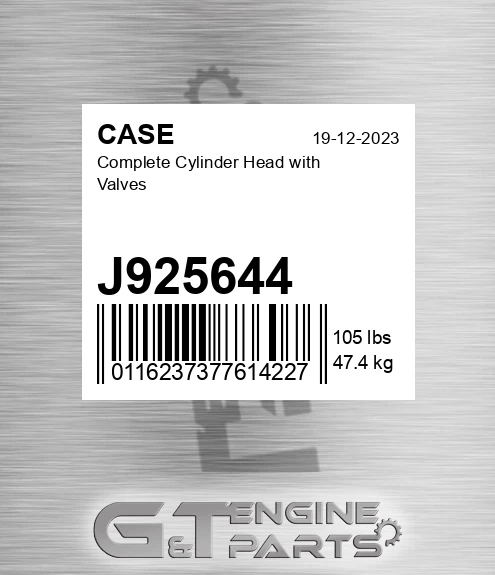 J925644 CASE Complete Cylinder Head With Valves