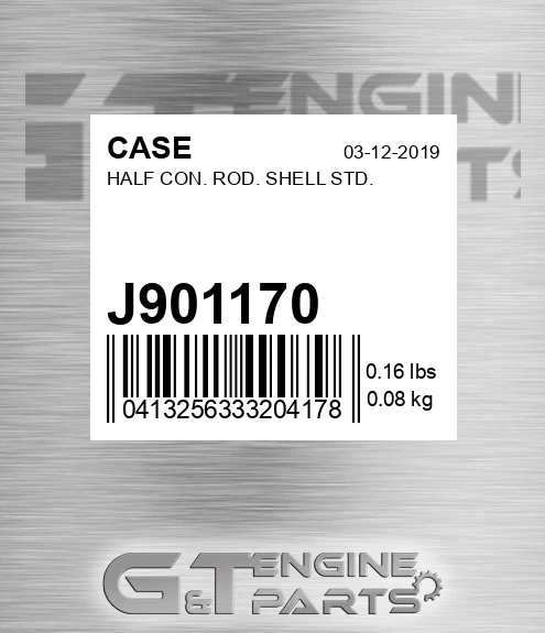J901170 Half Con. Rod. Shell Std.