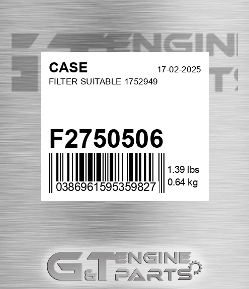 F2750506 Filter Suitable 1752949