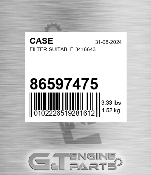 86597475 Filter Suitable 3416643