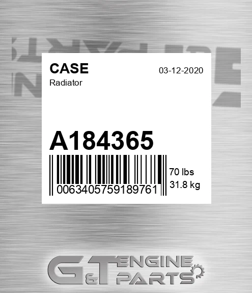 A184365 CASE Radiator