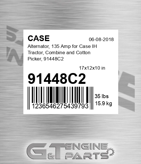 91448C2 CASE Alternator, 135 Amp For Case Ih Tractor, Combine And Cotton Picker,