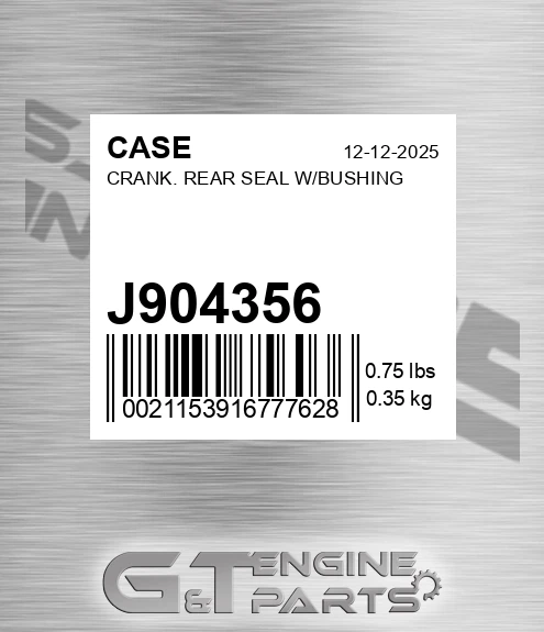 J904356 CASE Crank. Rear Seal W/bushing