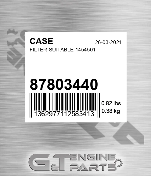 87803440 Filter Suitable 1454501