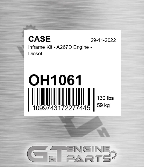 OH1061 CASE Inframe Kit - A267d Engine - Diesel