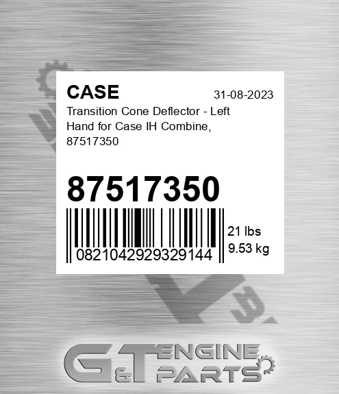 87517350 Transition Cone Deflector - Left Hand For Ih Combine,