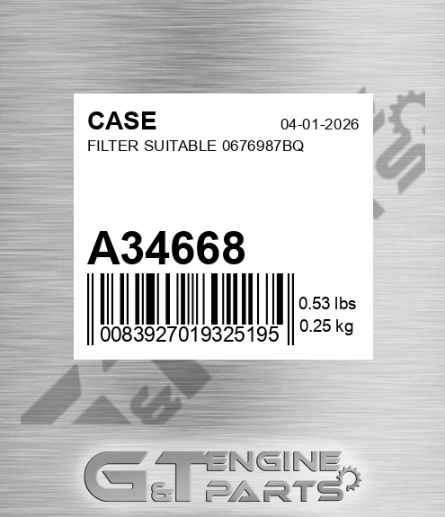 A34668 CASE Filter Suitable 0676987bq