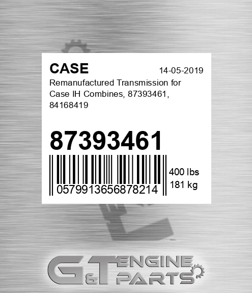 87393461 Remanufactured Transmission For Ih Combines, , 84168419