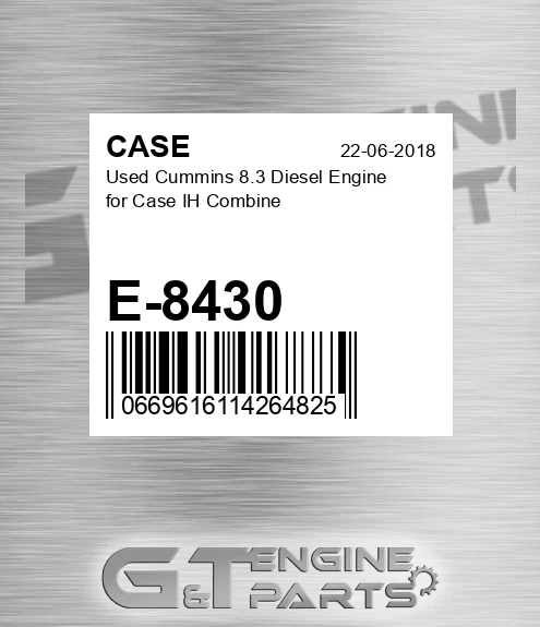 E-8430 CASE Used Cummins 8.3 Diesel Engine For Case Ih Combine