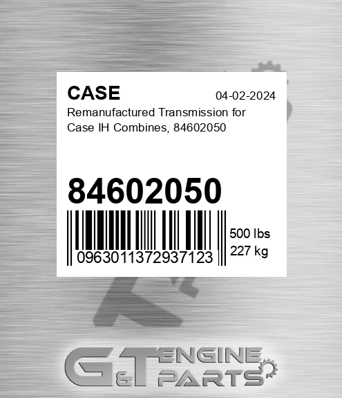 84602050 CASE Remanufactured Transmission For Case Ih Combines,