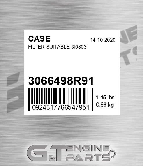 3066498R91 CASE Filter Suitable 3i0803