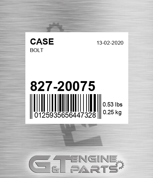 827-20075 CASE Bolt