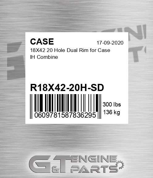 R18X42-20H-SD 18x42 20 Hole Dual Rim For Ih Combine for CASE