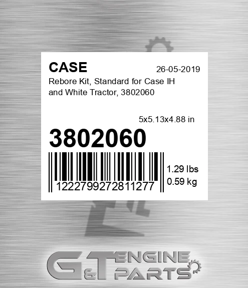 3802060 CASE Rebore Kit, Standard For Case Ih And White Tractor,